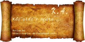 Káplár Anita névjegykártya