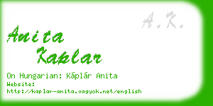 anita kaplar business card