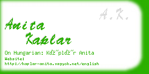 anita kaplar business card